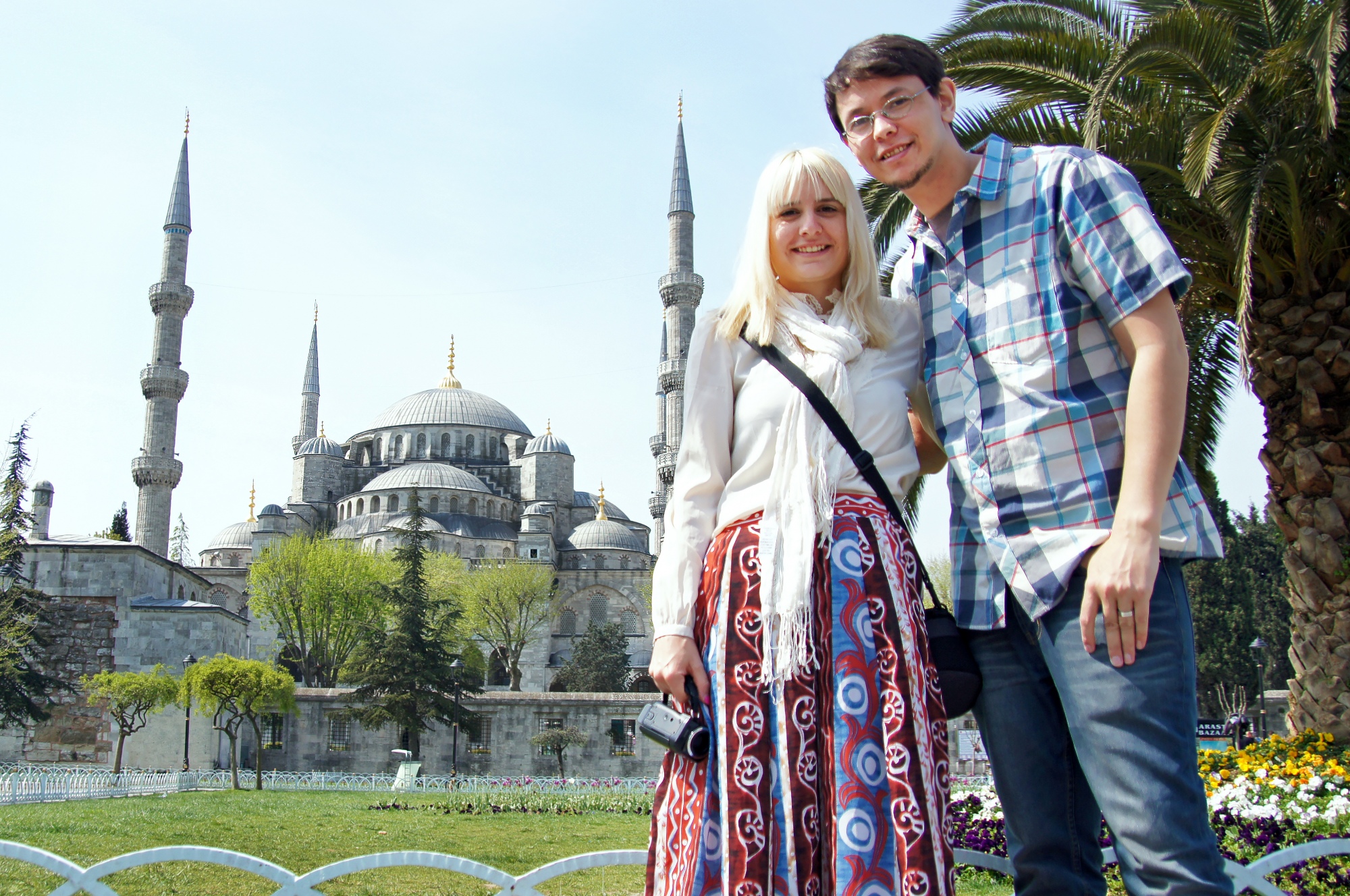 Lisa and Josh outside the Blue Mosque